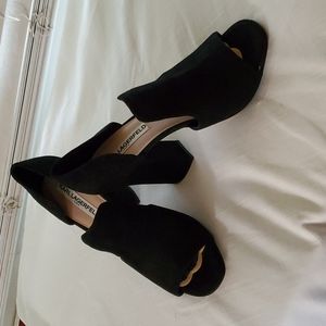 Karl Lagerfeld black suede, open toe,size 81/2 heels